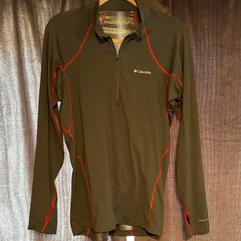 Columbia Grey Half-Zip Pullover with Red Stitching - OmniHeat
